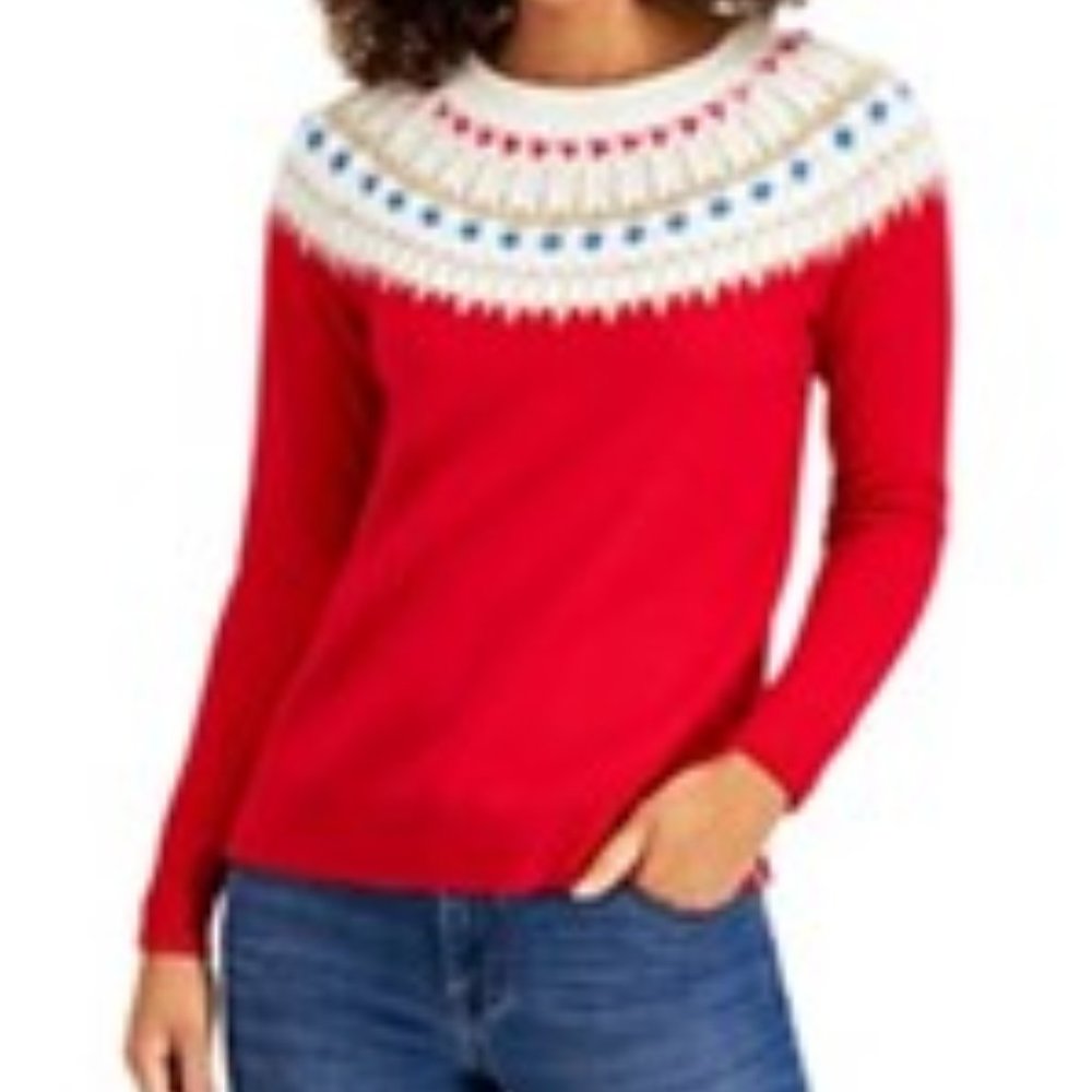Red Fair Isle style sweater